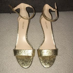 Gold Nine West Kitten Heels - size 9.5